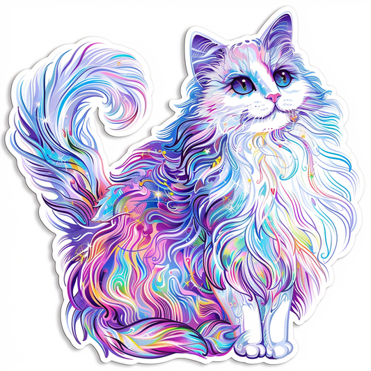 Adorable Turkish Angora Cat  Vinyl Decal Sticker for Car, Laptop, Tumbler and more # F020933-4" x 4"