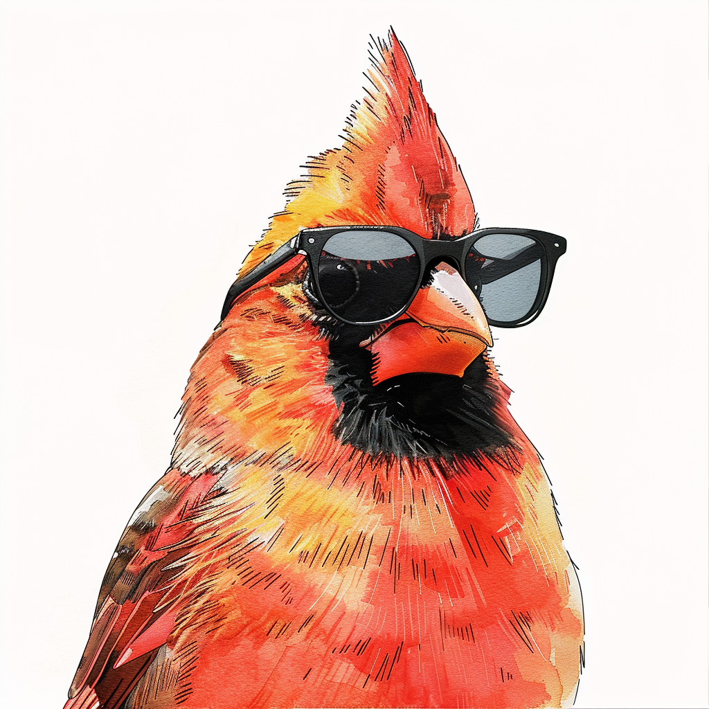 Cardinal Bird wearing sunglasses Vinyl Decal Sticker for Car, Laptop, Tumbler and more # F024203
