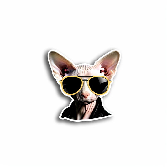 Adorable Cornish Rex Cat Expressive surreal Vinyl Decal Sticker for Car, Laptop, Tumbler and more # F021470-4" x 4"