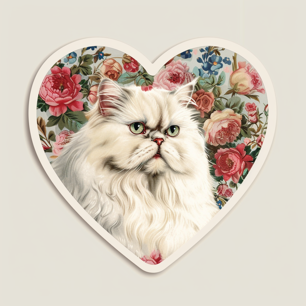 Sticker of a Persian Cat Expressive surreal Vinyl Decal Sticker for Car, Laptop, Tumbler and more # F016430