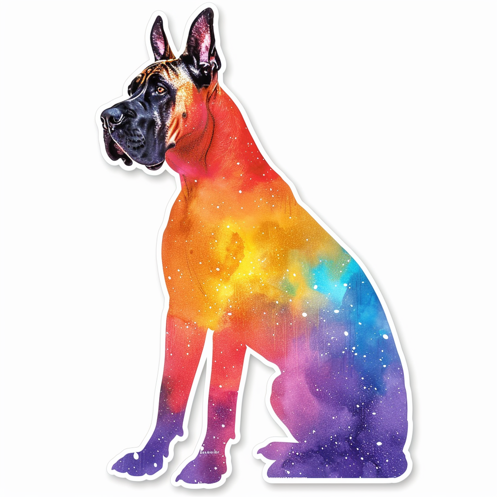 Adorable Great Dane Dog Expressive surreal Vinyl Decal Sticker for Car, Laptop, Tumbler and more # F017975