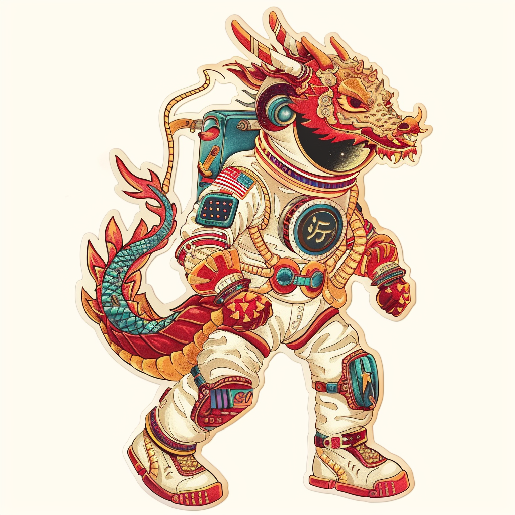 Dragon astronaut majestic Expressive surreal Vinyl Decal Sticker for Car, Laptop, Tumbler and more # F018979