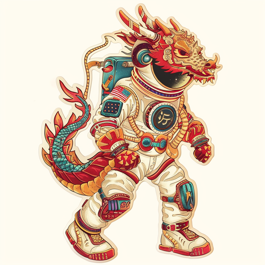 Dragon astronaut majestic Expressive surreal Vinyl Decal Sticker for Car, Laptop, Tumbler and more # F018979
