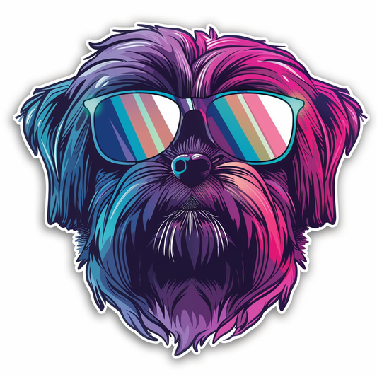 Adorable Shih Tzu Dog Expressive surreal Vinyl Decal Sticker for Car, Laptop, Tumbler and more # F018357