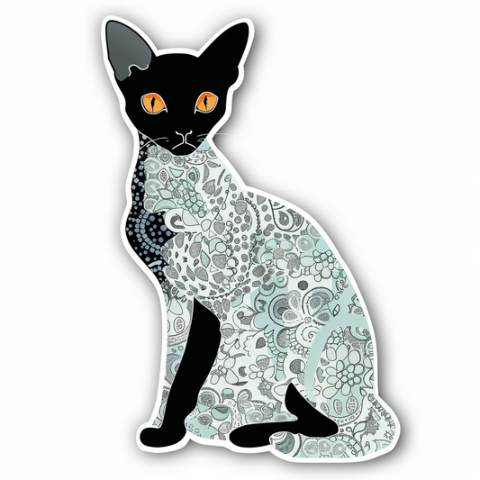 Adorable Cornish Rex Cat Expressive surreal Vinyl Decal Sticker for Car, Laptop, Tumbler and more # F021396-4" x 4"