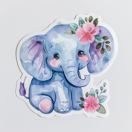 Elephant Expressive surreal Vinyl Decal Sticker for Car, Laptop, Tumbler and more # F022297-4" x 4"