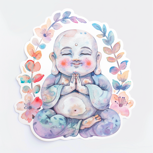 Sticker of an Adorable Buddha Expressive surreal Vinyl Decal Sticker for Car, Laptop, Tumbler and more # F017166