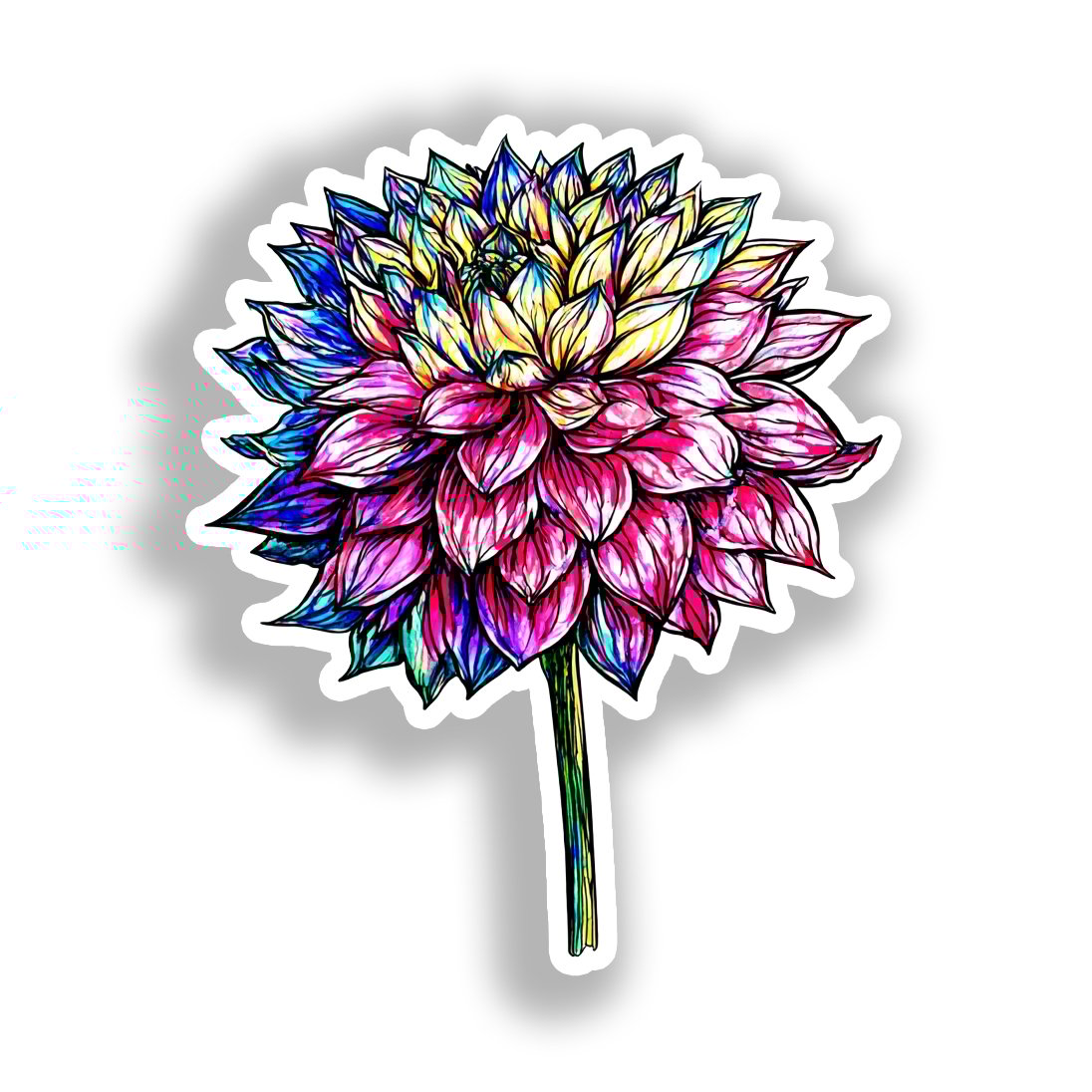 Dahlia Flower Vinyl Decal Sticker for Car, Laptop, Tumbler and more # A019723-4" x 4"