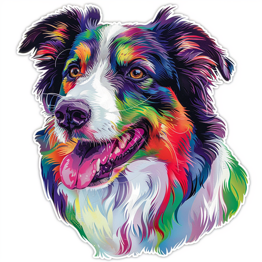 Border Collie Dog majestic Expressive surreal Vinyl Decal Sticker for Car, Laptop, Tumbler and more # F021697-4" x 4"