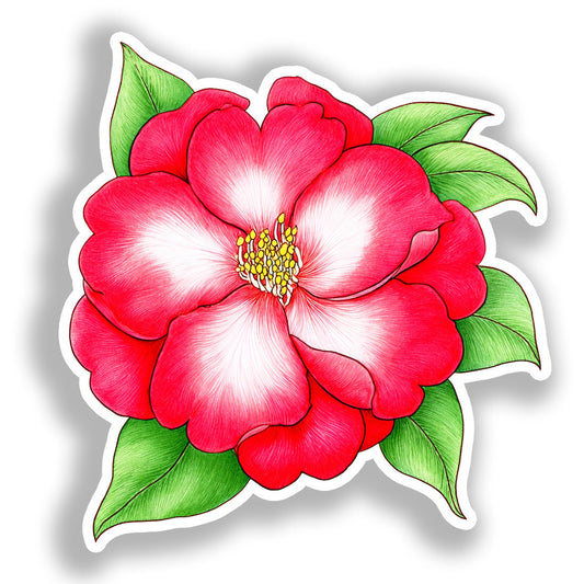 Camellia Flower Vinyl Decal Sticker for Car, Laptop, Tumbler and more # A018905-4" x 4"