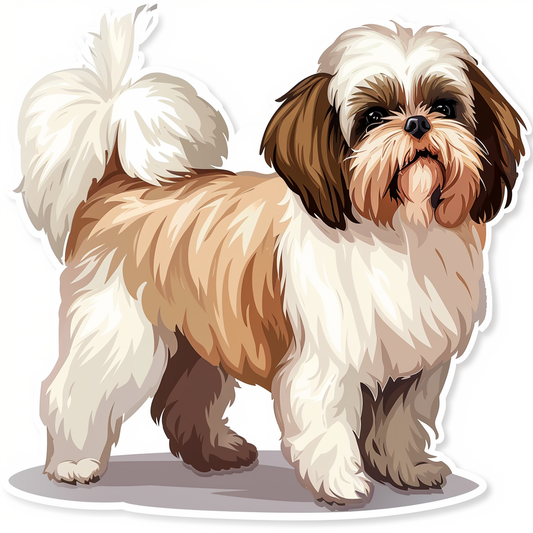Adorable Shih Tzu Dog Expressive surreal Vinyl Decal Sticker for Car, Laptop, Tumbler and more # F018495