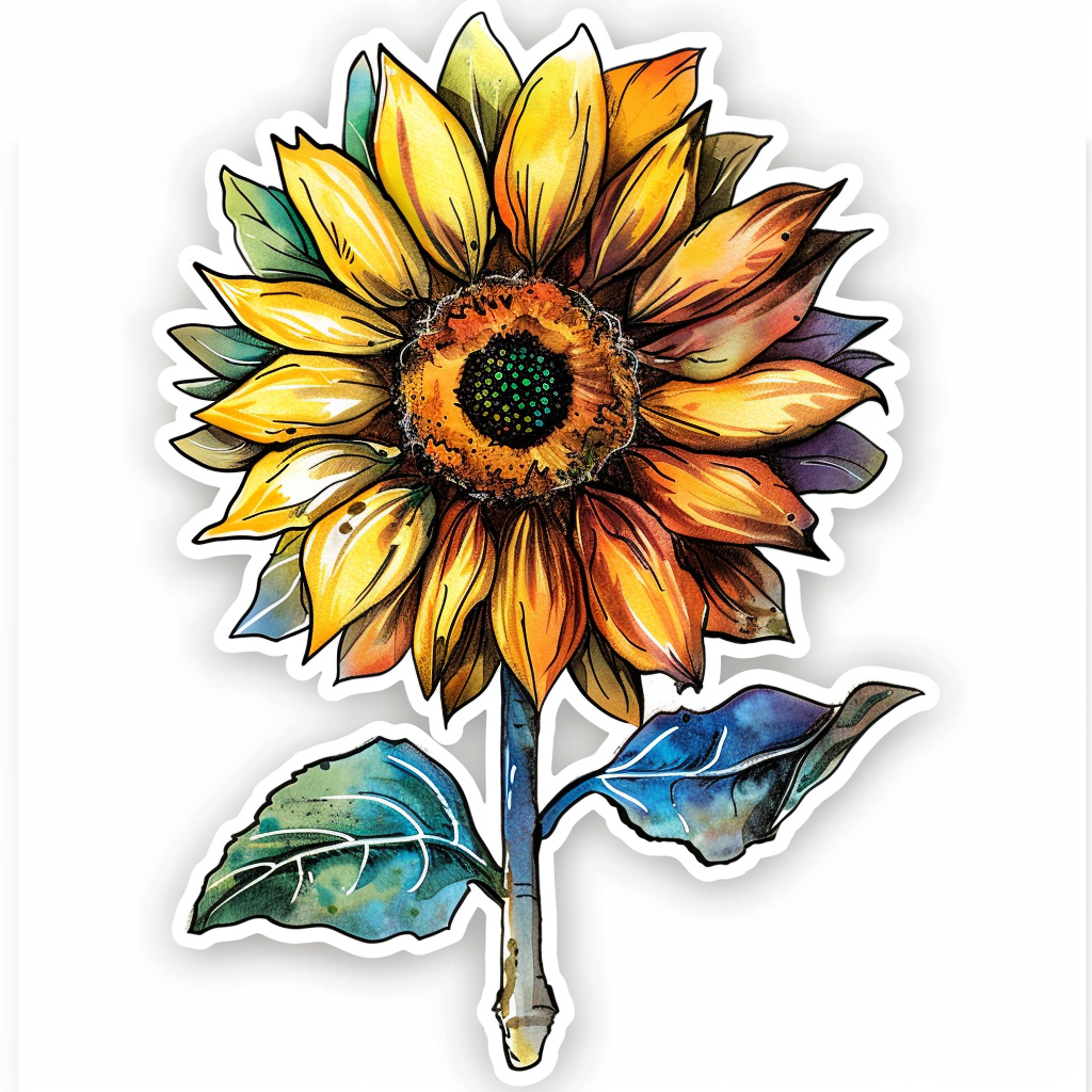 Sunflower flower majestic Expressive surreal Vinyl Decal Sticker for Car, Laptop, Tumbler and more # F023095