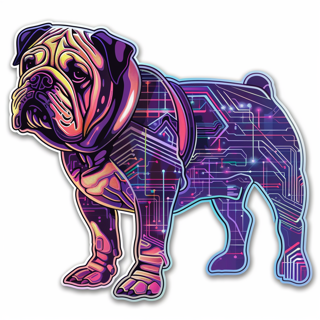Bulldog Dog cyber punk majestic Expressive surreal Vinyl Decal Sticker for Car, Laptop, Tumbler and more # F017548
