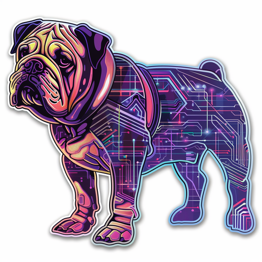 Bulldog Dog cyber punk majestic Expressive surreal Vinyl Decal Sticker for Car, Laptop, Tumbler and more # F017548