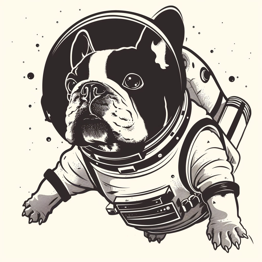 Bulldog Dog astronaut majestic Expressive surreal Vinyl Decal Sticker for Car, Laptop, Tumbler and more # F017329