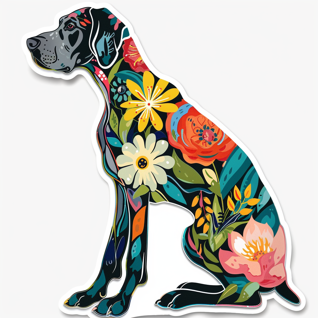 Adorable Great Dane Dog Expressive surreal Vinyl Decal Sticker for Car, Laptop, Tumbler and more # F017859