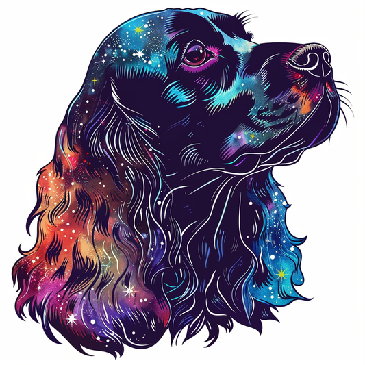Cocker Spaniel Dog majestic Expressive surreal Vinyl Decal Sticker for Car, Laptop, Tumbler and more # F020332-4" x 4"