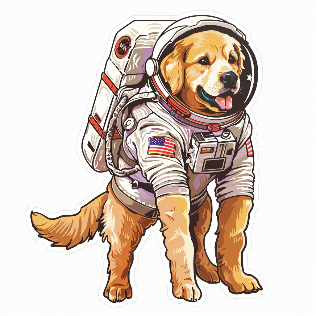 Golden Retriever Dog astronaut Vinyl Decal Sticker for Car, Laptop, Tumbler and more # F010526