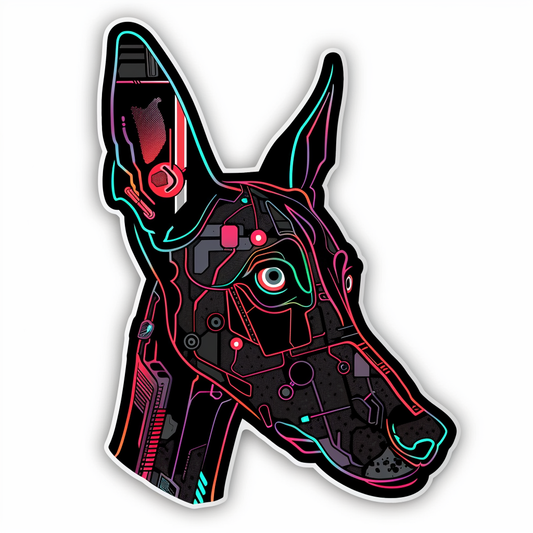 Great Dane Dog cyber punk majestic Expressive surreal Vinyl Decal Sticker for Car, Laptop, Tumbler and more # F017923