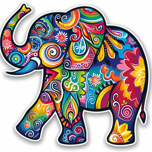 Elephant Expressive surreal Vinyl Decal Sticker for Car, Laptop, Tumbler and more # F022178-4" x 4"
