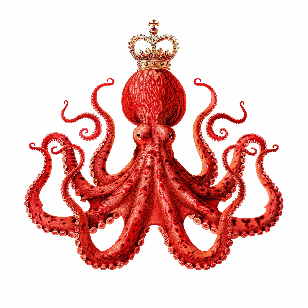 Octopus crowned majestic Expressive surreal Vinyl Decal Sticker for Car, Laptop, Tumbler and more # F015579