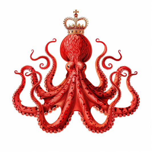 Octopus crowned majestic Expressive surreal Vinyl Decal Sticker for Car, Laptop, Tumbler and more # F015579