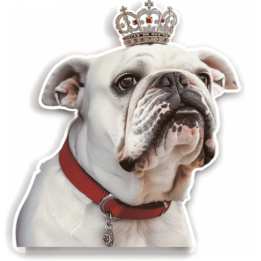 Bulldog Dog crowned majestic Expressive surreal Vinyl Decal Sticker for Car, Laptop, Tumbler and more # F017299