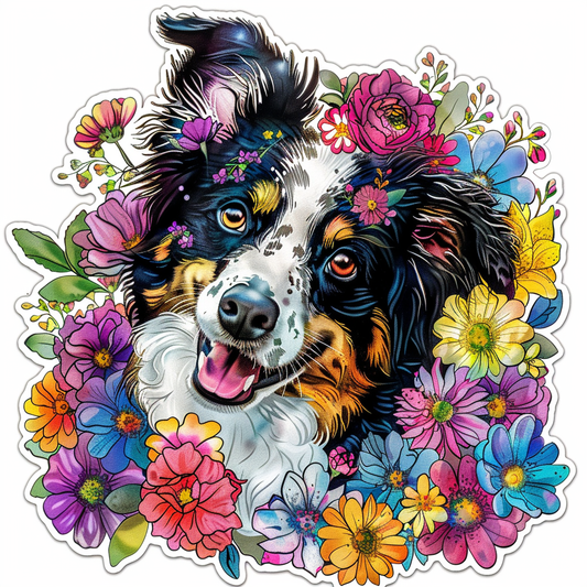 Border Collie Dog majestic Expressive surreal Vinyl Decal Sticker for Car, Laptop, Tumbler and more # F021730-4" x 4"