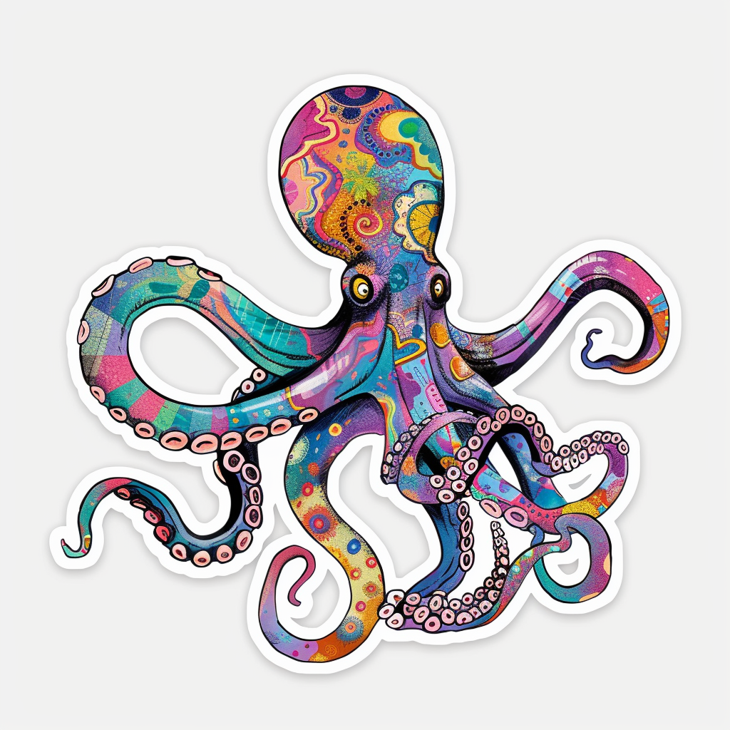 Sticker of an Octopus astronaut majestic Expressive surreal Vinyl Decal Sticker for Car, Laptop, Tumbler and more # F015669
