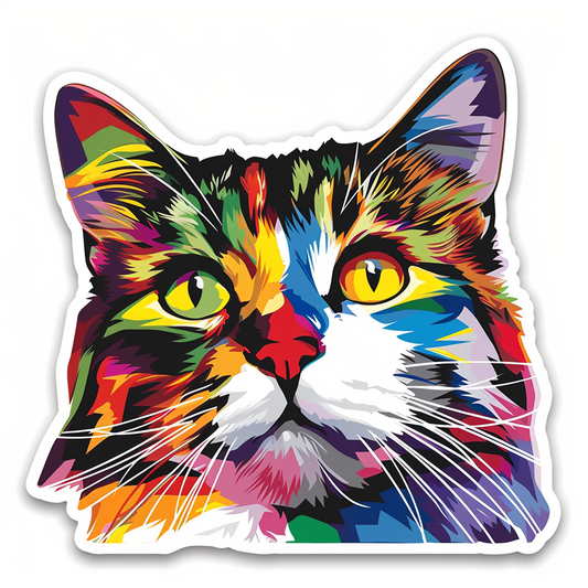 American Shorthair Cat majestic Expressive surreal Vinyl Decal Sticker for Car, Laptop, Tumbler and more # F019845-4" x 4"