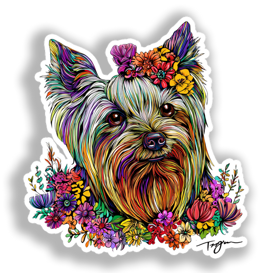 Yorkshire Terrier Dog Vinyl Decal Sticker for Car, Laptop, Tumbler and more # A017204-4" x 4"