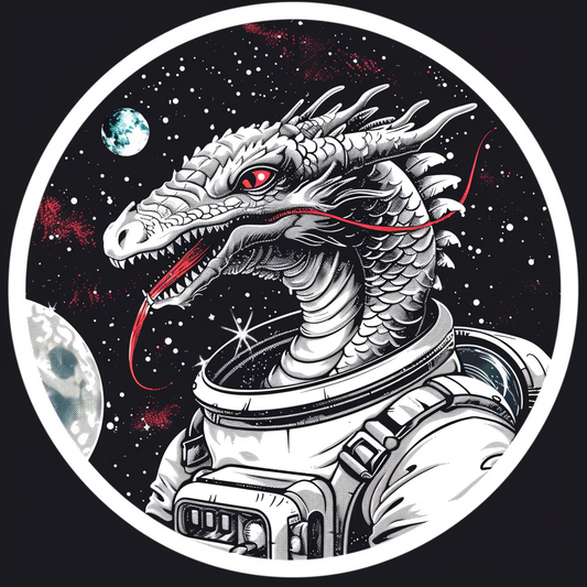 Dragon astronaut majestic Expressive surreal Vinyl Decal Sticker for Car, Laptop, Tumbler and more # F018995