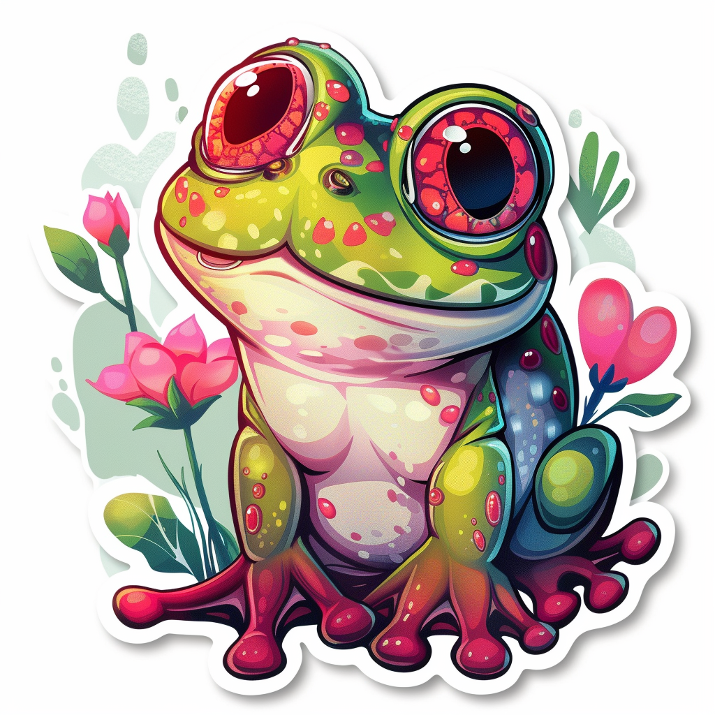 Sticker of a Frog majestic Expressive surreal Vinyl Decal Sticker for Car, Laptop, Tumbler and more # F015908