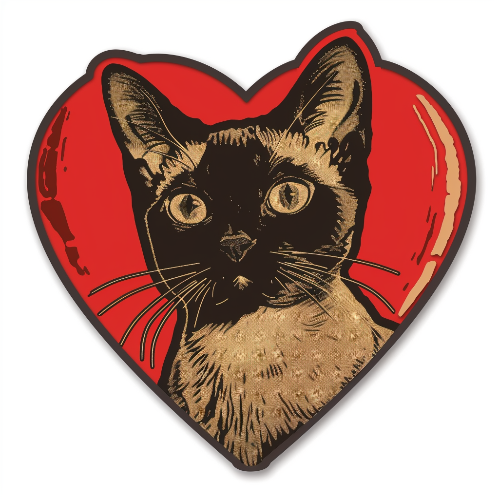 Burmese Cat heartcore Vinyl Decal Sticker for Car, Laptop, Tumbler and more # F010995