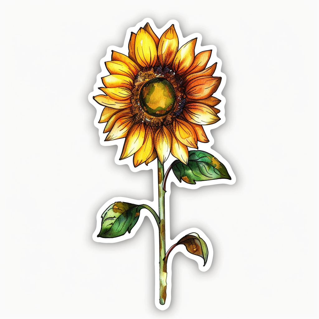 Sticker of a Sunflower  Vinyl Decal Sticker for Car, Laptop, Tumbler and more # F023384