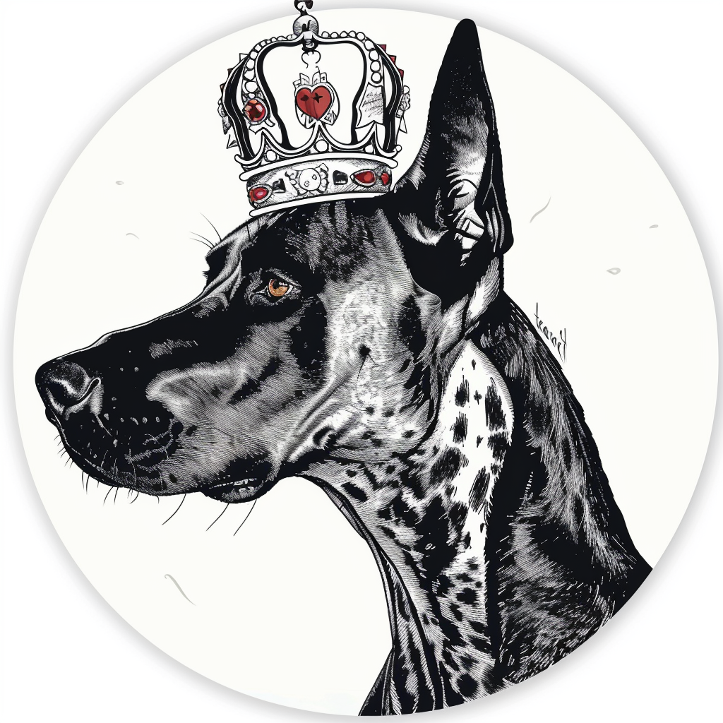 Great Dane Dog crowned majestic Expressive surreal Vinyl Decal Sticker for Car, Laptop, Tumbler and more # F017811