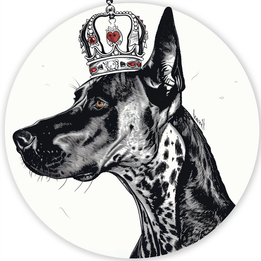 Great Dane Dog crowned majestic Expressive surreal Vinyl Decal Sticker for Car, Laptop, Tumbler and more # F017811