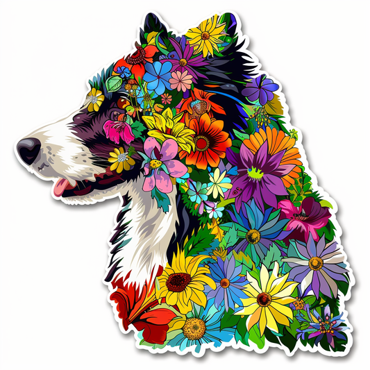 Border Collie Dog majestic Expressive surreal Vinyl Decal Sticker for Car, Laptop, Tumbler and more # F021743-4" x 4"