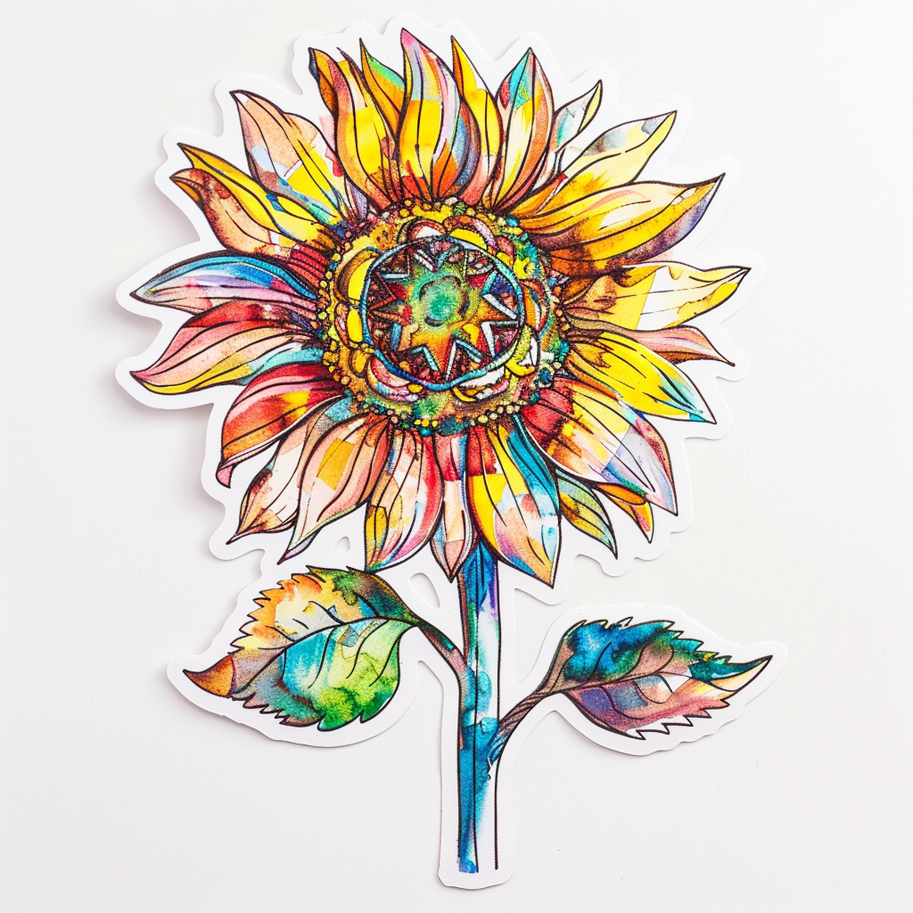 Sunflower flower majestic Expressive surreal Vinyl Decal Sticker for Car, Laptop, Tumbler and more # F023032