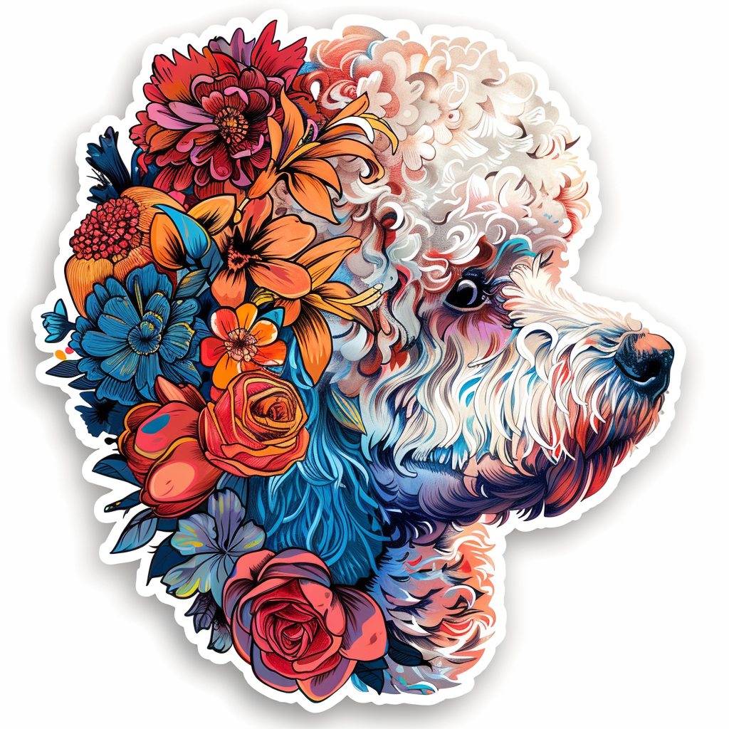 Poodle Dog floral Vinyl Decal Sticker for Car, Laptop, Tumbler and more # F012545