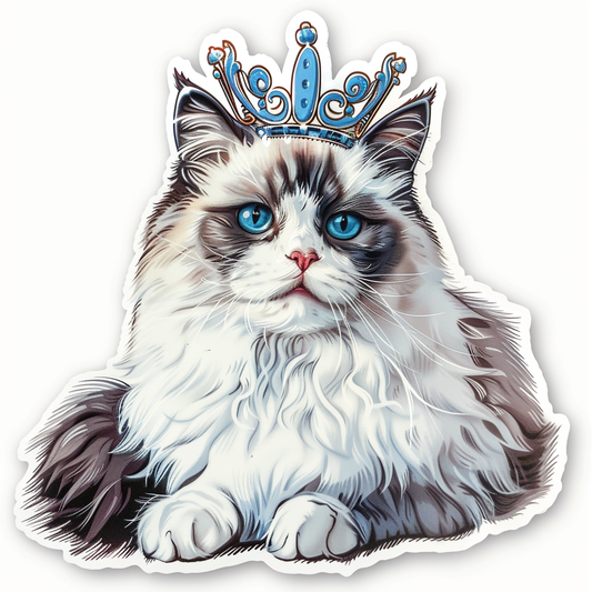 Ragdoll Cat crowned Vinyl Decal Sticker for Car, Laptop, Tumbler and more # F010179