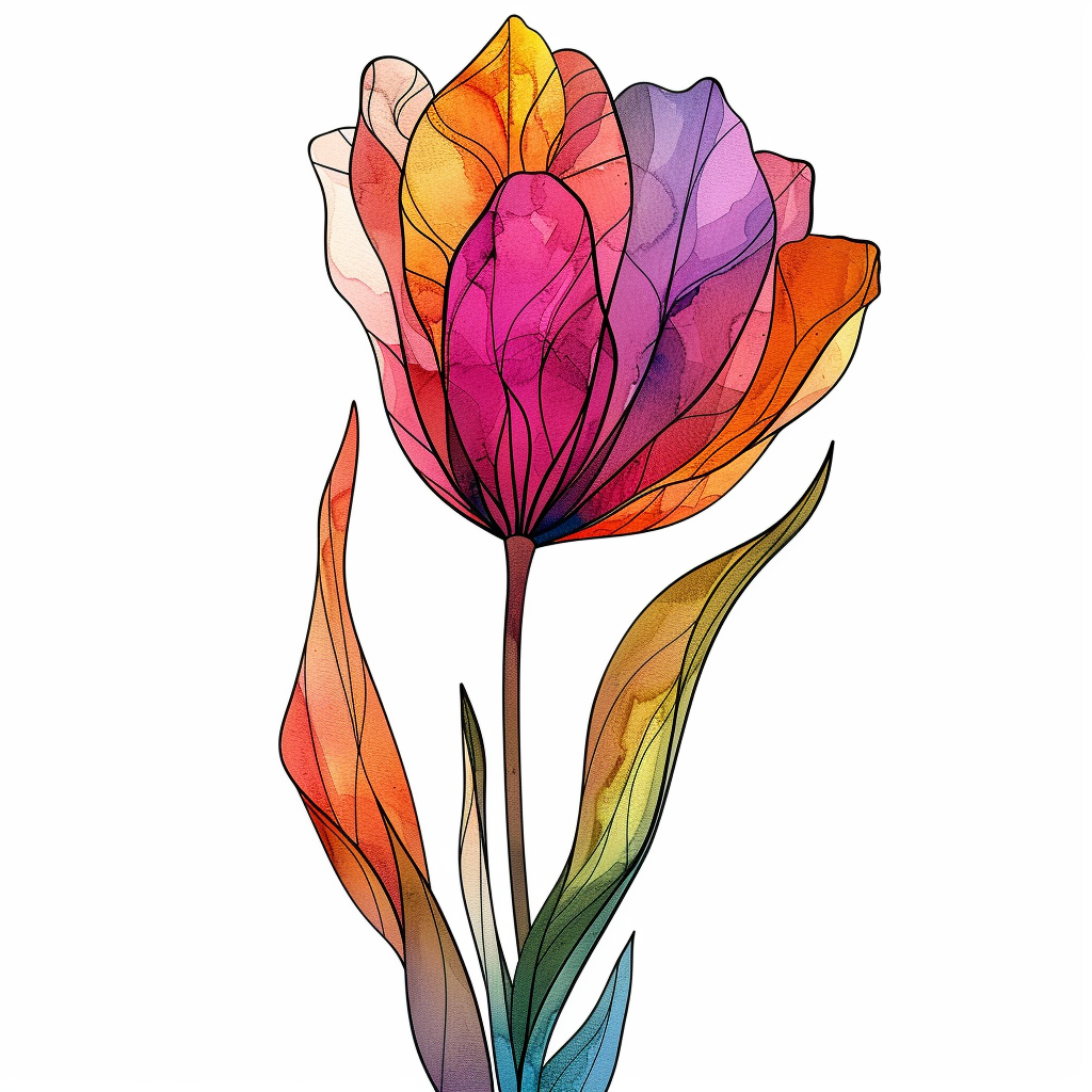 Sticker of a Tulip flower Vinyl Decal Sticker for Car, Laptop, Tumbler and more # F023401