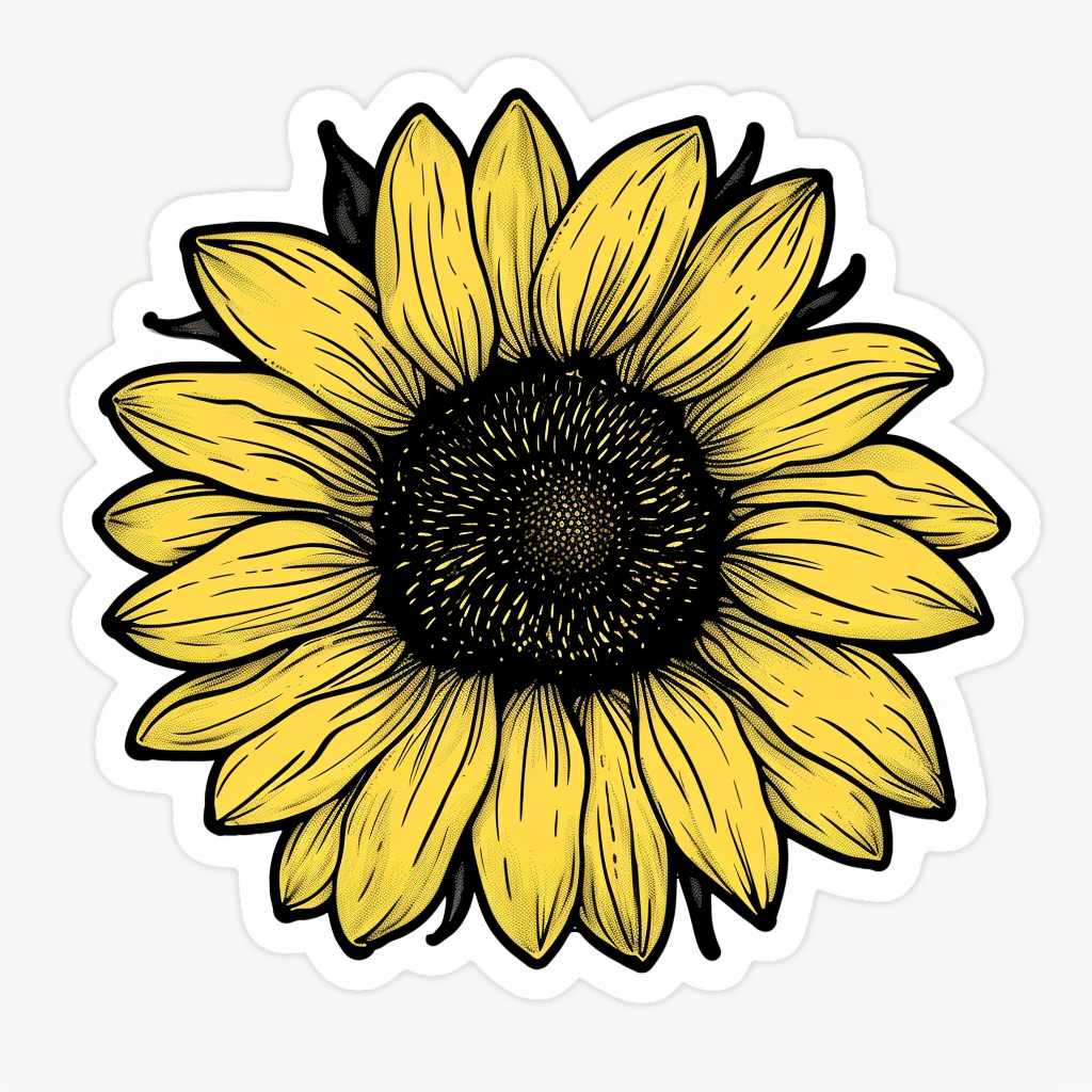 Sunflower flower majestic Expressive surreal Vinyl Decal Sticker for Car, Laptop, Tumbler and more # F023100