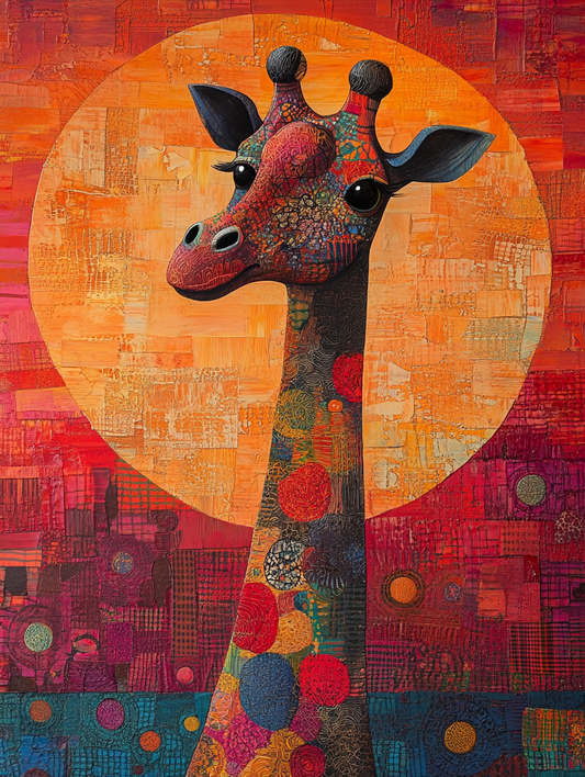 the silhouette of a giraffe with an abstract color Expressive surreal Poster # F024840