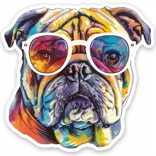 Bulldog Dog majestic Expressive surreal Vinyl Decal Sticker for Car, Laptop, Tumbler and more # F017385-8" x 8"