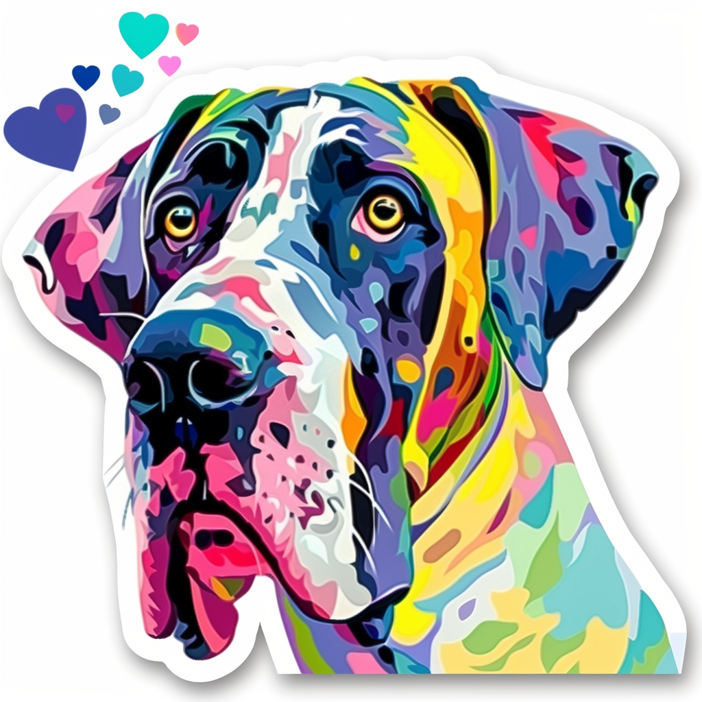 Adorable Great Dane Dog Expressive surreal Vinyl Decal Sticker for Car, Laptop, Tumbler and more # F017995