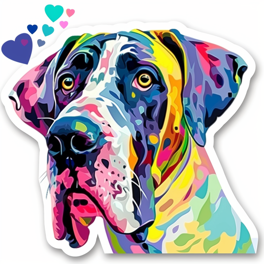 Adorable Great Dane Dog Expressive surreal Vinyl Decal Sticker for Car, Laptop, Tumbler and more # F017995