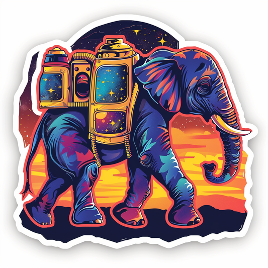 Elephant Expressive surreal Vinyl Decal Sticker for Car, Laptop, Tumbler and more # F022213-4" x 4"