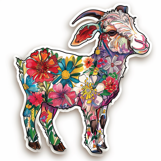 Goat majestic Expressive surreal Vinyl Decal Sticker for Car, Laptop, Tumbler and more # F020521-4" x 4"