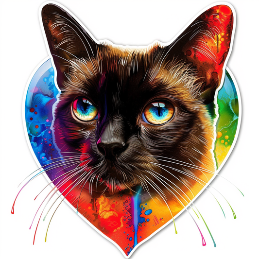 Burmese Cat heartcore Vinyl Decal Sticker for Car, Laptop, Tumbler and more # F010978